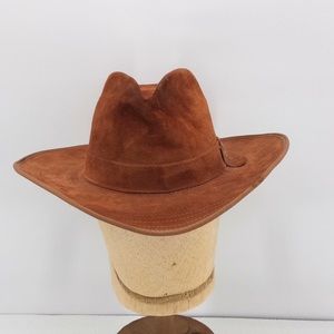 Vintage 60s Hide Leather Stetson Brown Cowboy Hat